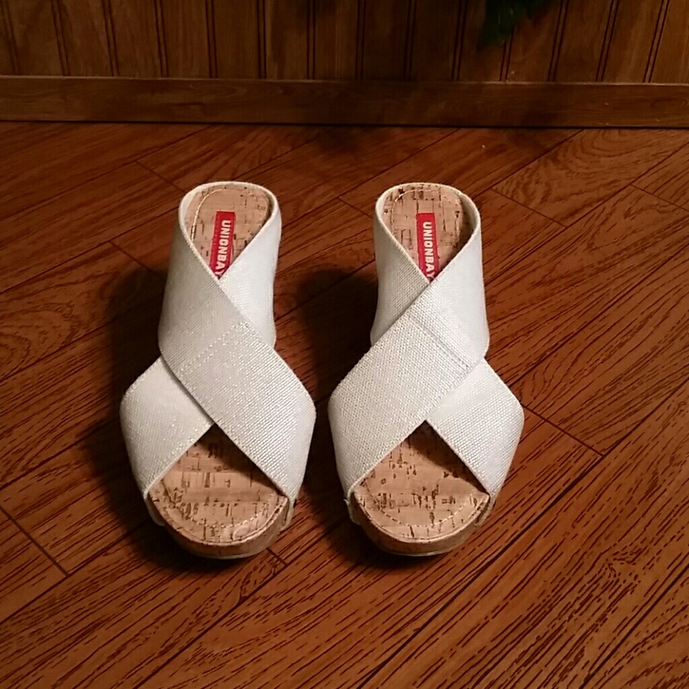 White Metallic  Sandal Shoes Slides